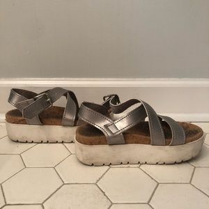 Silver platform sandals!